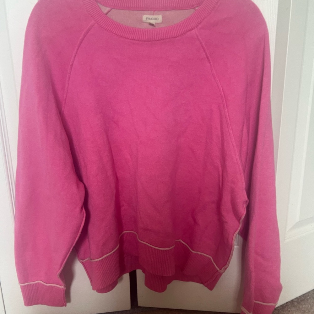 Pilcro Pink Oversized Crewneck Sweatshirt - Women's Pullover, Medium